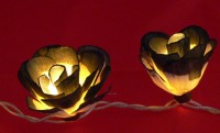 Black & White Sano Rose Bud Flower - fairy light string 35 LED bulbs